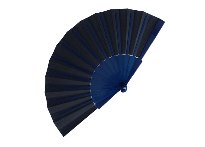 Éventail à main promotionnel en plastique et polyester Bleu foncé